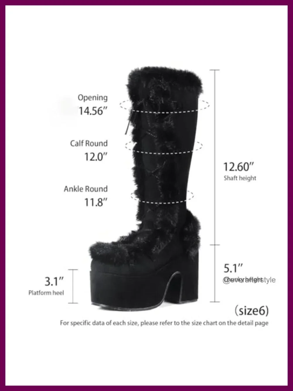 Furry Knee High Platform Chunky Heel Boots Women Warm Winter Snow Goth